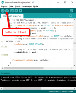 Botão UPLOAD no IDE do Arduíno