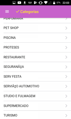 Lista de Categorias